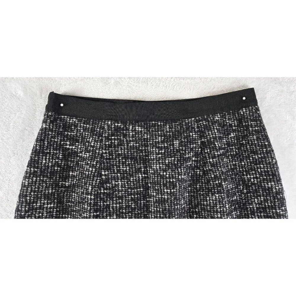 Ann Taylor Tweed Mini Pencil Skirt 2P Black White Weave Lined Career Mod Preppy